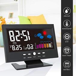 GwUzsfu Digital Color Backlight Alarm Clock Thermometer Hygr