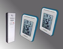 Blue Trim Dual Display Wireless Indoor/Outdoor Thermometer M