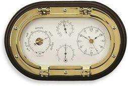 Brass and Wood Clock and Weather Station
