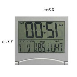 Folding Desk Temperature Alarm Clock White/black