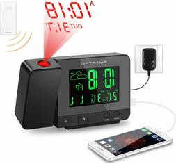 Digital Projection Alarm Clock with Weather Station, Indoor 