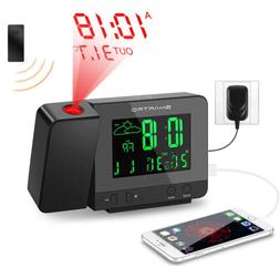 SMARTRO Digital Projection Alarm Clock with Weather Station,