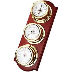 Ews-01 Brass Quartz Clock Thermometer Barometer Marine Nauti