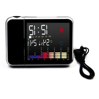 LED Projection Digital Alarm Time Clock Weather Snooze Therm