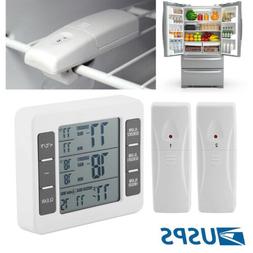 2 Sensors Wireless Digital Freezer Alarm Thermometer Fridge 