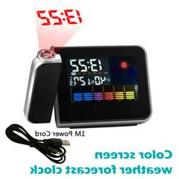 LED Projection Digital Alarm Time Clock Snooze Weather Therm