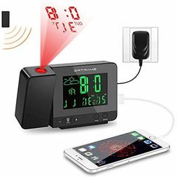 SMARTRO Digital Projection Alarm Clock with Weather Station,