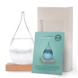 Storm Glass Weather Predictor w/ Wood Base 