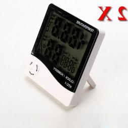 2X LCD Digital Temperature And Humidity Meter Hygrometer Clo