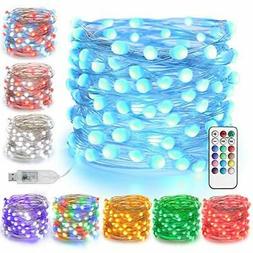 BrizLabs USB Fairy Lights, 33Ft 100 LED Upgraded Larger RGB 