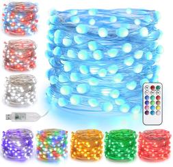 BrizLabs USB Fairy Lights, 33Ft 100 LED Upgraded Larger RGB 