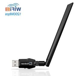 USB Wifi Adapter 1200Mbps, Dual Band 2.4GHz/300Mbps+5GHz/867