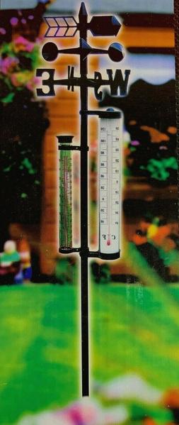 5 Function 56" Tall, Rain Gauge, Temp, Wind Indicator
