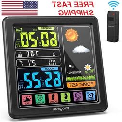 Indoor Outdoor Digital Thermometer Hygrometer Lcd Clock